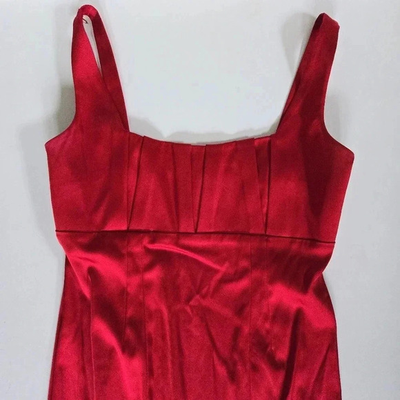 Calvin Klein red stretch satin formal date night mini dress sz 10 - Picture 4 of 17
